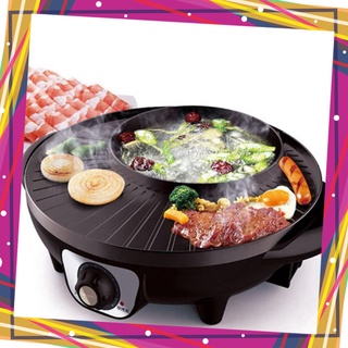 Nồi Lẩu Điện, Bếp Lẩu Kèm Nướng 2 in 1 Đa Năng 34cm, Công Suất 1800W, BẢO HÀNH 12 THÁNG
