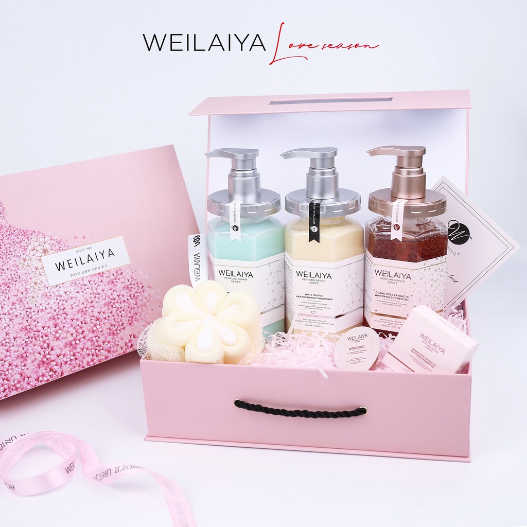 Combo Bộ dầu gội, Dầu xả nấm phục hồi, Sữa tắm trắng da Weilaiya