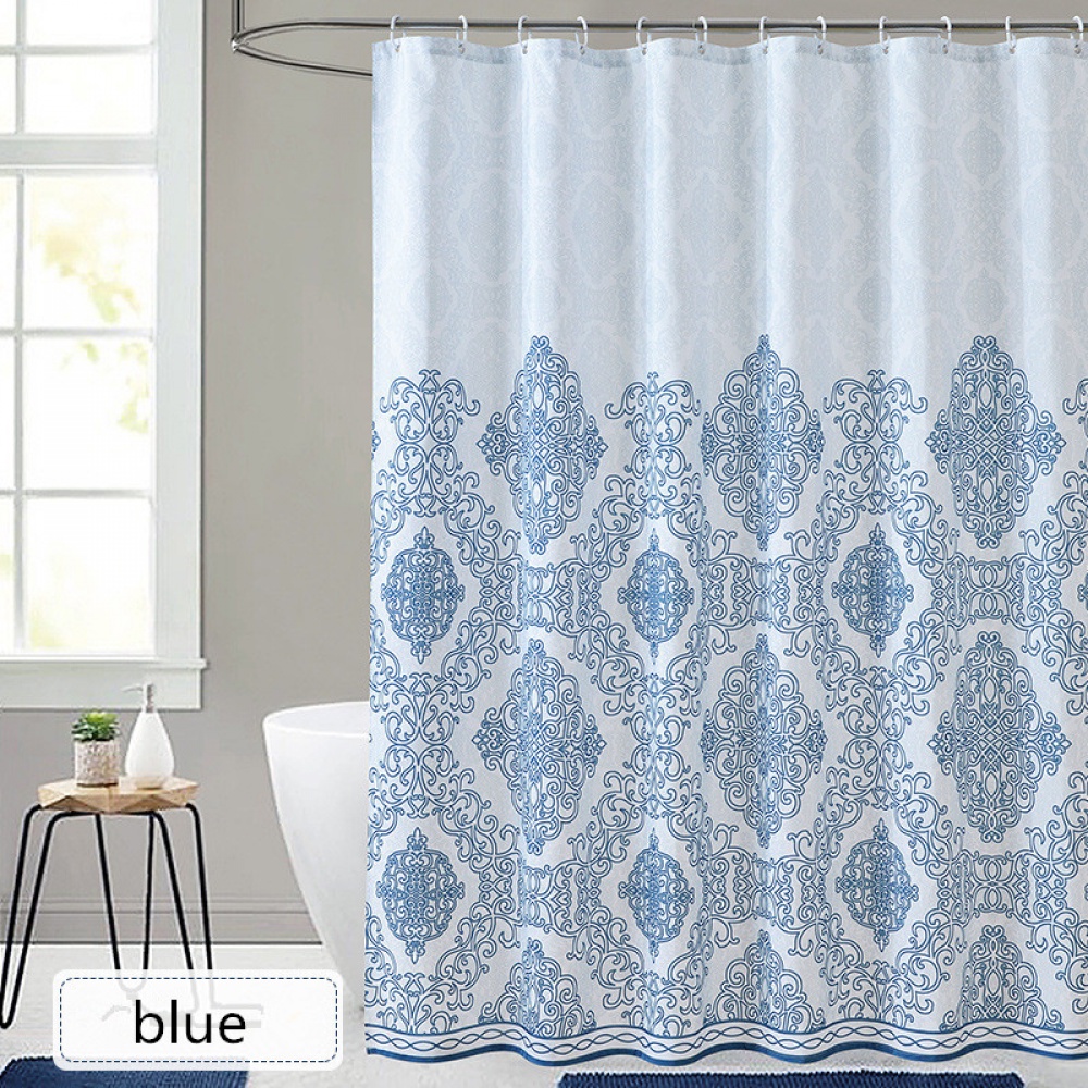 Waterproof thickness Classical Polyester digital printing polyester fabric Shower Curtain with hooks