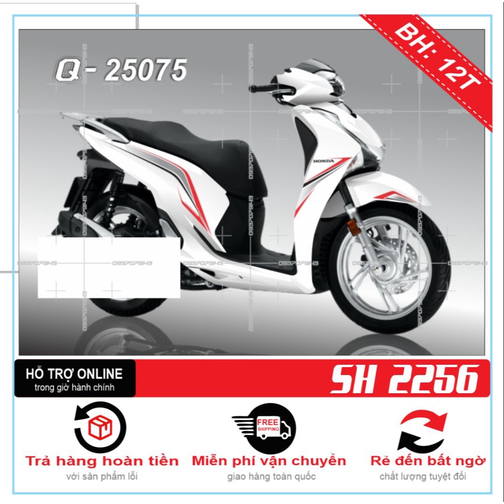 TEM XE SH 2019 TRẮNG ĐỎ -- SHIN DECAL 2