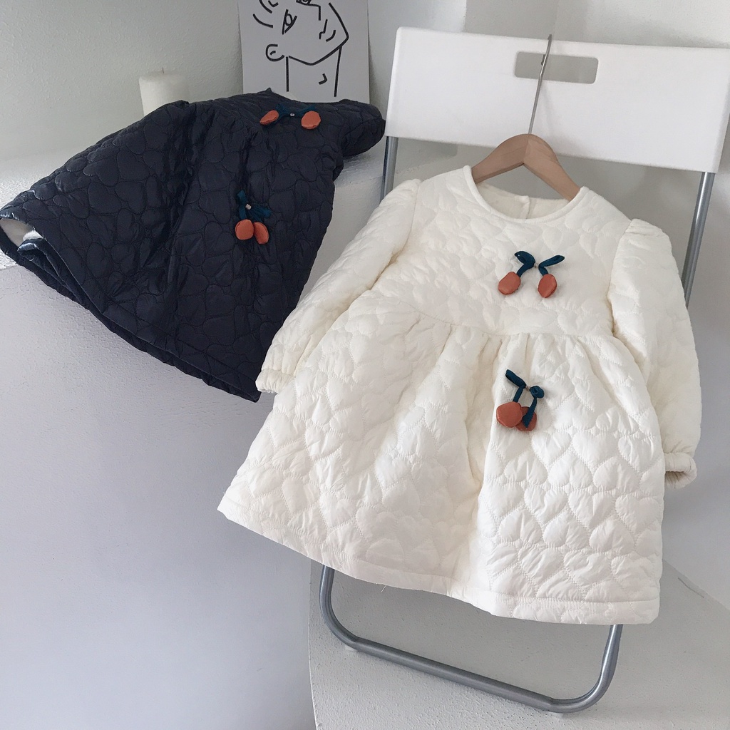 Đầm cotton dày thời trang mùa đông hàn quốc dành cho bé gái
