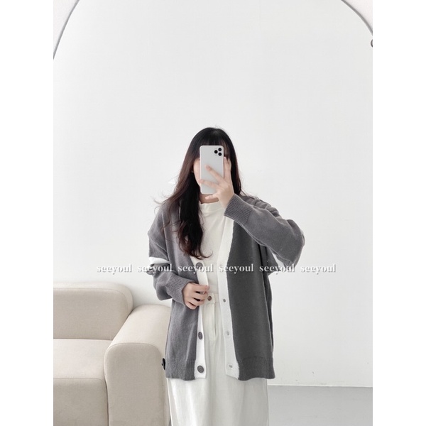 Áo cardigan len pha viền