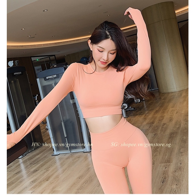 Set Bộ Đồ Dài Tay Tập Gym Yoga Nữ ❤️𝐇𝐀̀𝐍𝐆 𝐗𝐈̣𝐍❤️ Set Đồ Thể Thao Thun Bền Đẹp Co Giãn Hút Mồ Hôi Rẻ Đẹp 𝐆𝐘𝐌𝐒𝐓𝐎𝐑𝐄 071