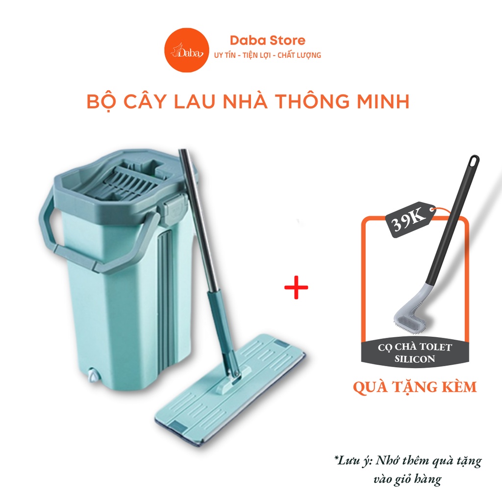 Bộ cây lau nhà tự vắt tách nước bẩn thông minh Daba, cây lau nhà cao cấp size lớn 38cm kèm 2 miếng bông lau