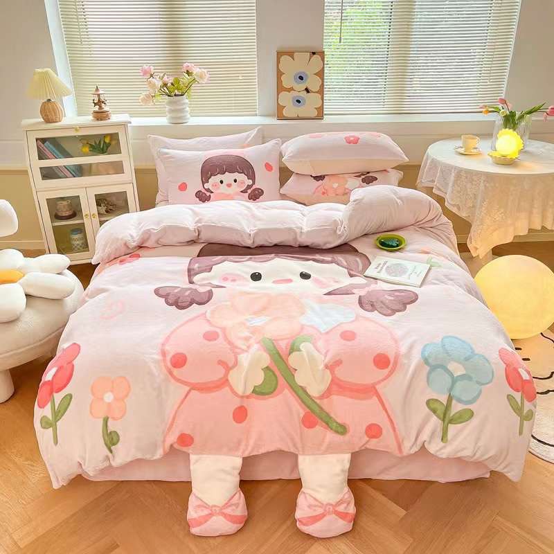 Bộ Chăn Ga Gối Nỉ Nhung Mịn 5D 4 Món Cao Cấp Loại 1, Chăn Ga Gối Ấm Áp Drap Giường Bo Chun Mọi Kích Thước