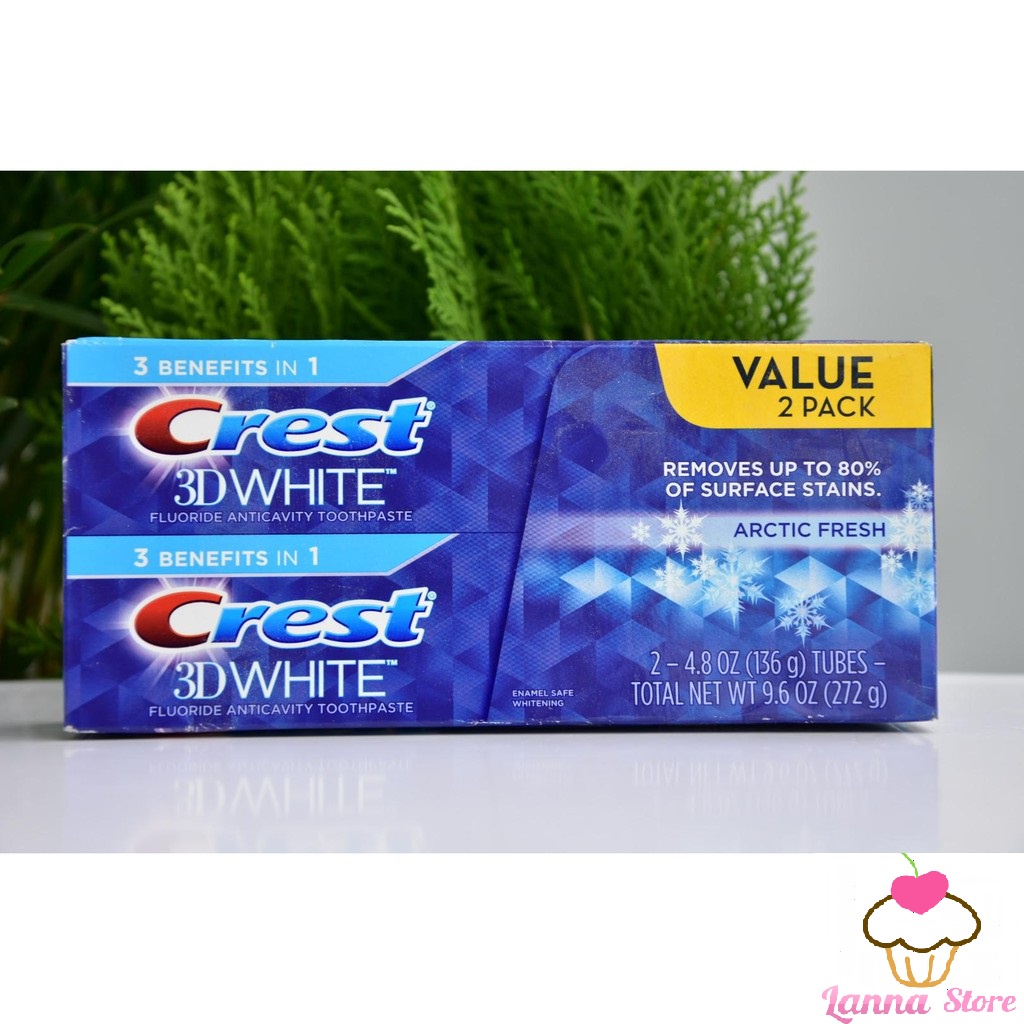 KEM ĐÁNH RĂNG CREST 3D WHITE ARCTIC FRESH TUÝT 116G / PACK 2 TUÝT 232G - USA