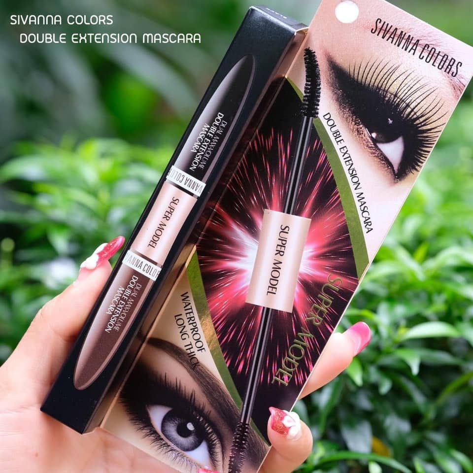 [HCM] Mascara 2 Đầu Nâu - Đen Chống Thấm Nước Sivanna Colors Super Model 2in1 Double Extension Mascara HF901
