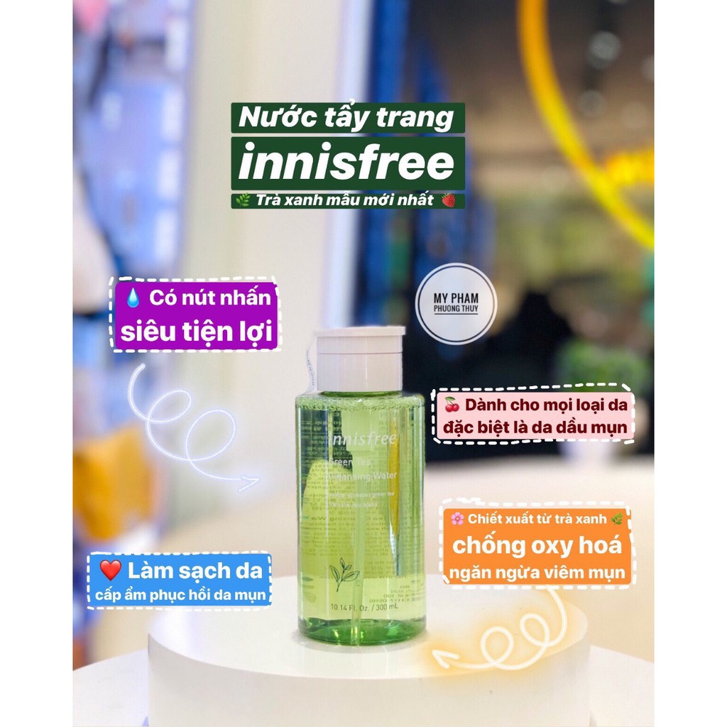 [Auth] NƯỚC TẨY TRANG INNISFREE TRÀ XANH MẪU MỚI 300ml