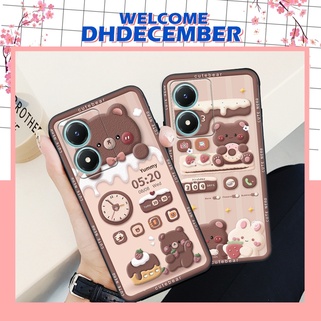 Ốp lưng Vivo Y02S - BẢO VỆ CAMERA in hình 3D GẤU HỒNG-GẤU BE3R -XINH XẺO CỰC ĐẸP