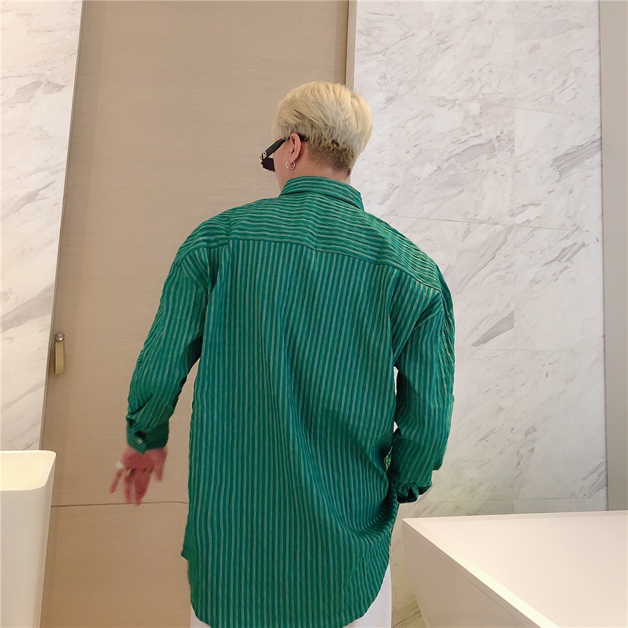 Áo Sơ Mi Tay Dài Kẻ Sọc Dọc Cao Cấp Thời Trang Hàn Quốc Cho Nam