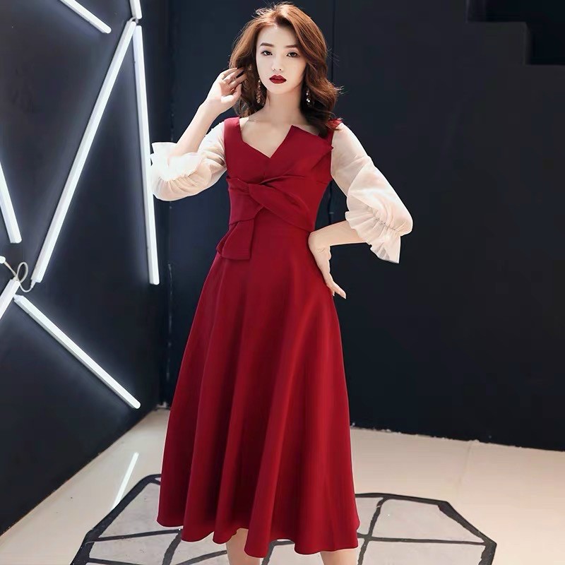 Đầm Noel xoè đỏ tay phối lưới đính sao tiểu thư | BigBuy360 - bigbuy360.vn