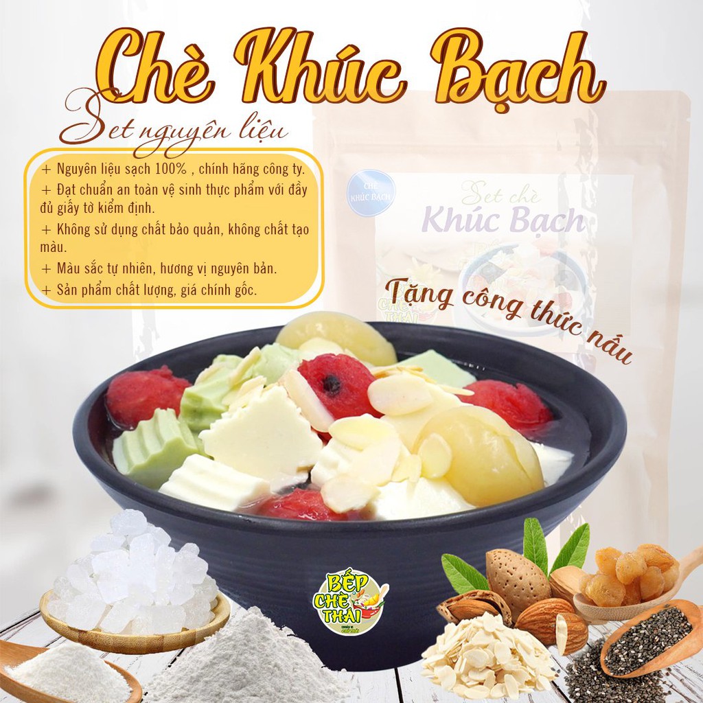 Set chè khúc bạch (set 20 chén) - BẾP CHÈ THÁI - Tặng kèm công thức