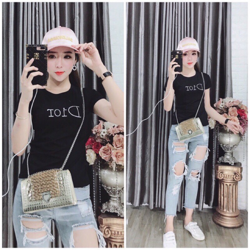 Áo thun thái thêu form ôm chụp thật sale sốc
