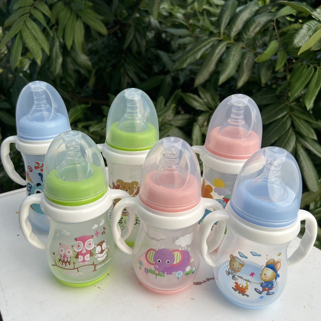 Bình sữa cổ rộng PP dung tích 240/330ml Họa tiết hoạt hình ngộ nghĩnh cho bé