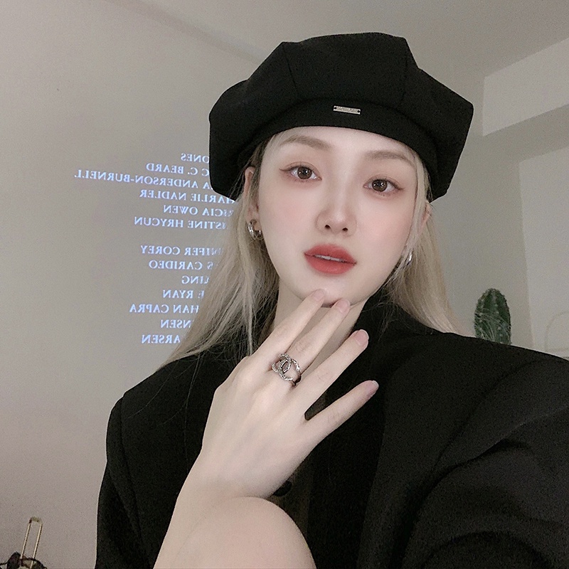 C Mũ Beret Màu Đen Phong Cách Nhật Bản Thời Trang Xuân Thu Cho Nữ