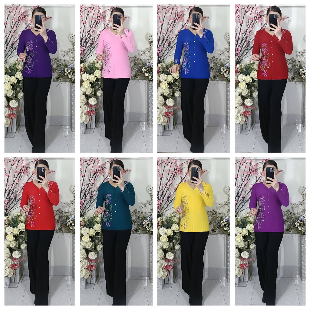 Bộ (Áo BB Hoa Đá + Quần Đen Rộng) - Mã HH