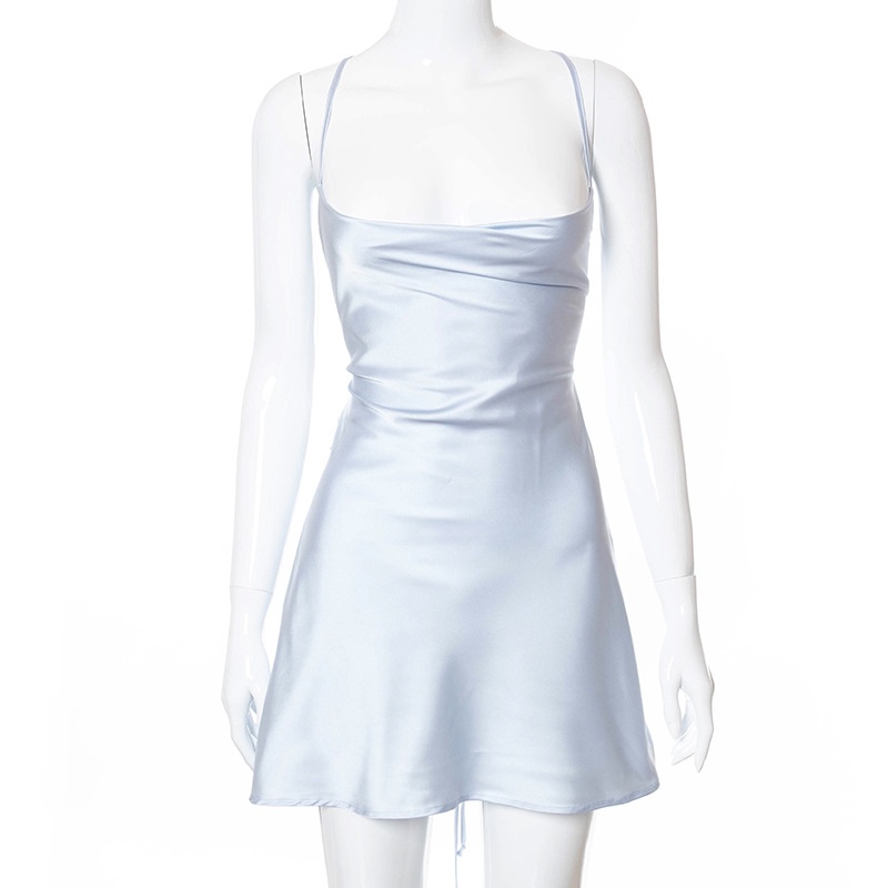 DUNEA Đầm Hai Dây Lưng Cao Màu Trơn Phong Cách Cổ Điển Quyến Rũ Dành Cho Nữ