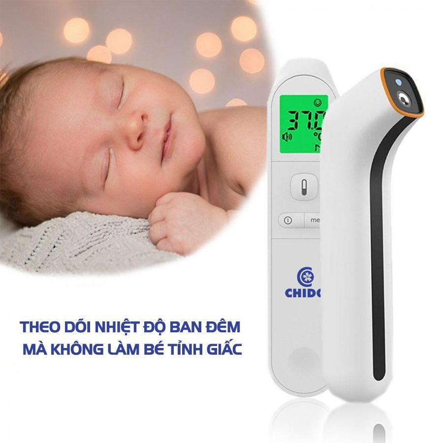 Nhiệt kế hồng ngoại cầm tay Chido 2022 CN Nhật Bản theo dõi nhiệt độ cơ thể nước đo tai đo trán chính xác
