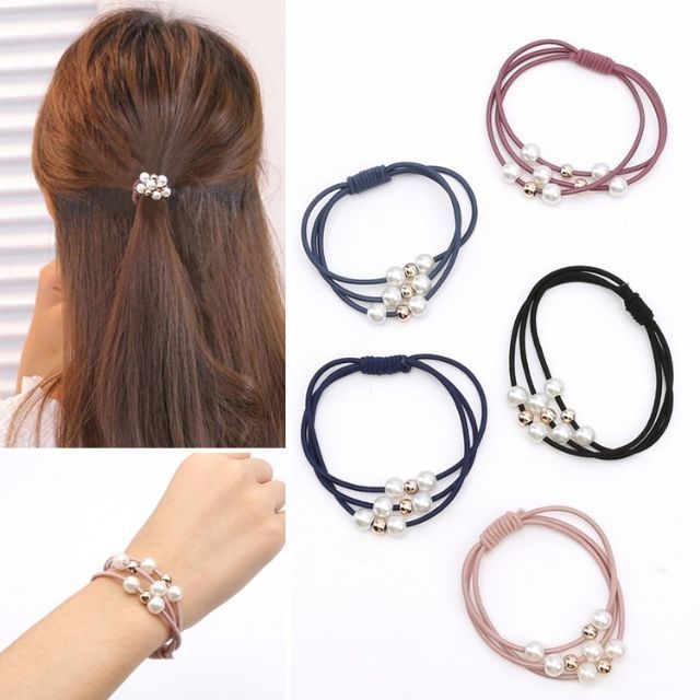 Thun buộc tóc phong cách KOREA STYLE đính đá ngọc chai siêu dễ thương PK4