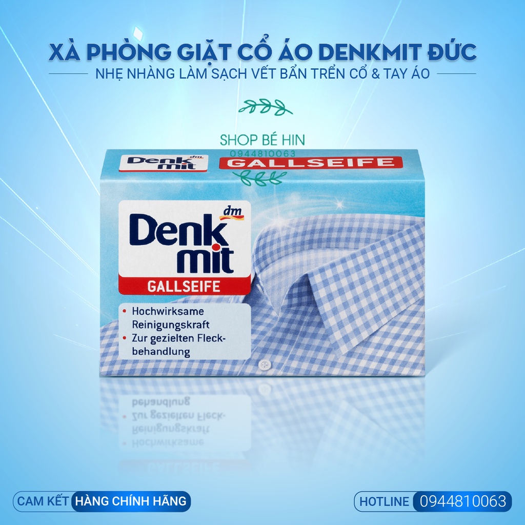 Xà phòng giặt cổ áo Denkmit Đức, xà bông tẩy trắng cổ áo 100g