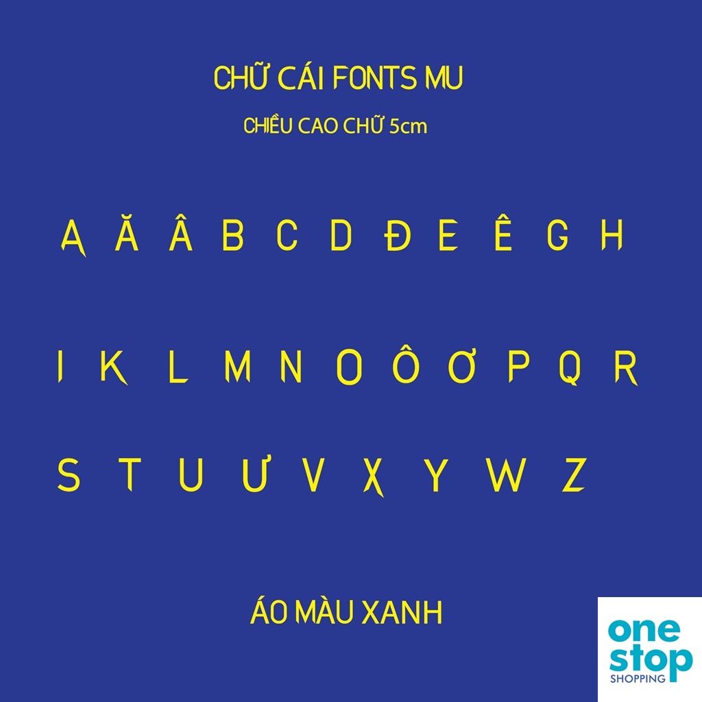 Bảng chữ cái từ (O-Z) fonts đội MU one shop