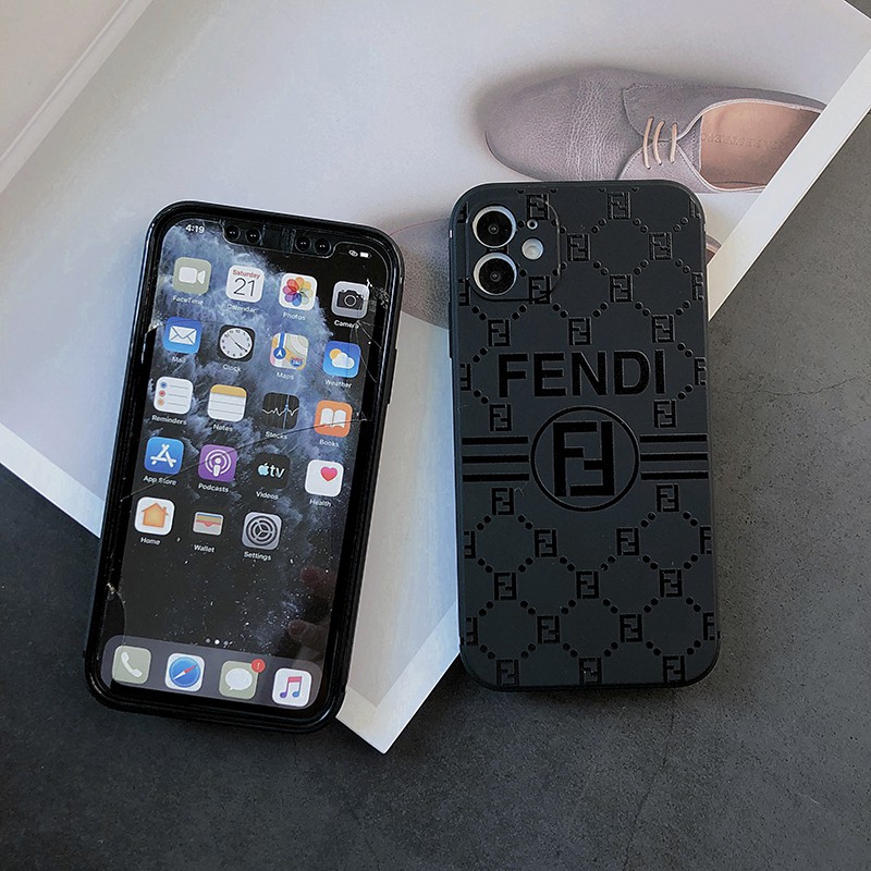 Ốp Điện Thoại Fendi Dập Nổi Màu Trơn Cho iPhone 13 11 12 Pro Max xr i7 8p