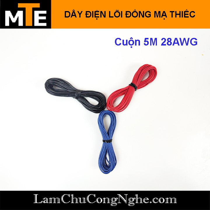 Dây điện lõi đồng mạ thiếc 28AWG - 1 cuộn 5m