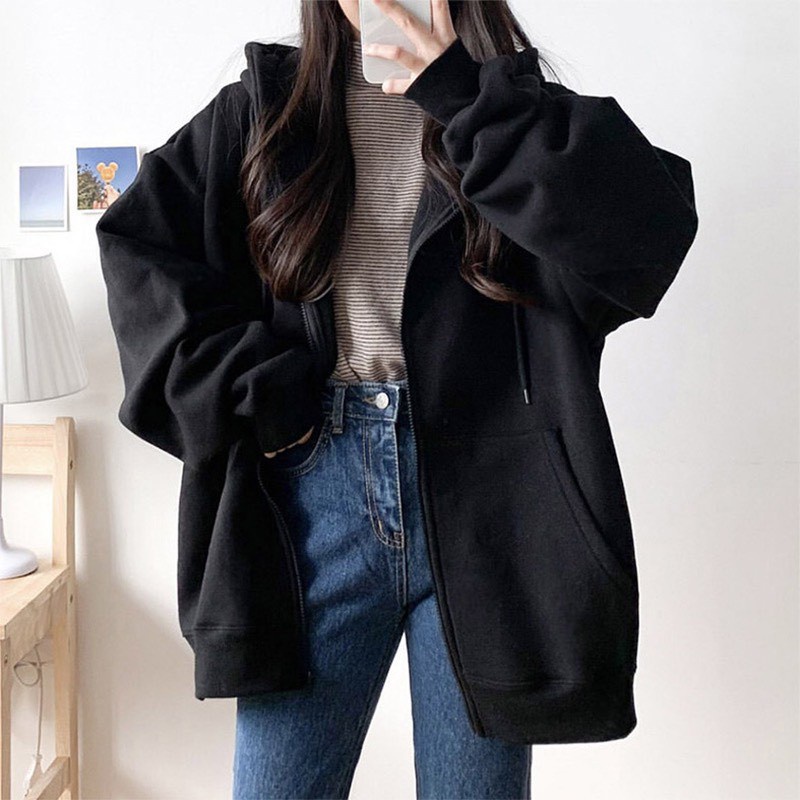 Áo khoác nỉ hoodie trơn LYRA, khoác form roonfngj freesize trẻ trung nhiều màu trơn basic-VXYAK0021 | BigBuy360 - bigbuy360.vn