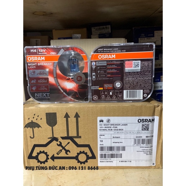 Bóng đèn pha Osram H4 Đức tăng sáng 150% xịn chính hãng bảo hành 6 tháng