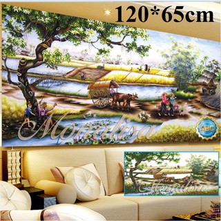 Tranh đính đá thanh lý làng quê việt nam Y8030 120X65cm