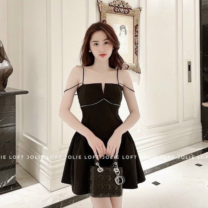 Đầm nữ dự tiệc dáng xòe cúp ngực 2 dây sang trọng điệu đà phù hợp đi dự tiệc party hoặc dạo phố thời trang Bella Luu