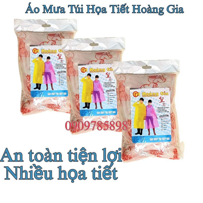Áo mưa túi tiện lợi họa tiết Hồng Phát và Hoàng Gia hàng loại chuẩn loại 1