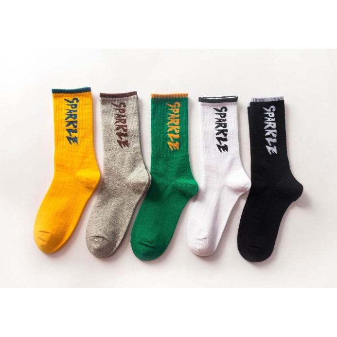 Vớ Tất cao cổ thể thao chữ SPARKLE Nam Nữ phong cách trẻ trung, cá tính, năng động.