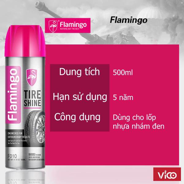 Bình Xịt Dưỡng Bóng Vỏ Lốp Ô Tô - Làm Đen Lốp - Phục Hồi Nhựa Đen Chính Hãng Flamingo F010 500ml