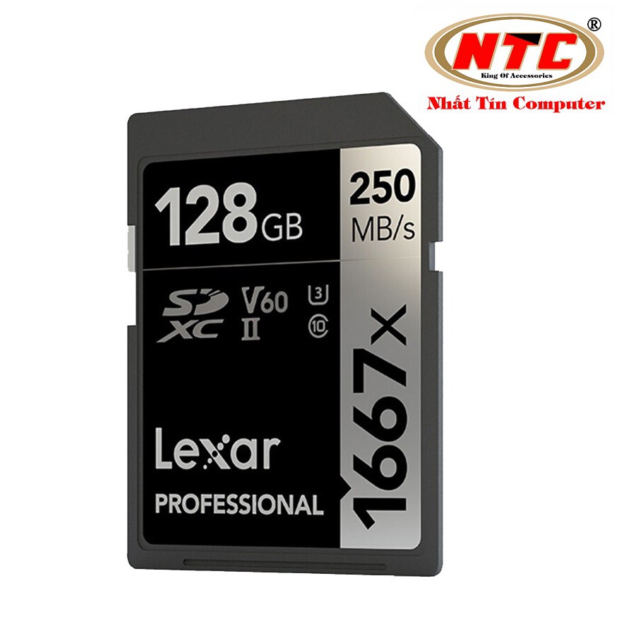 Thẻ nhớ Máy Ảnh SDXC Lexar Professional 128GB 1667x UHS-II U3 V60 Read 250MB/s (Đen)