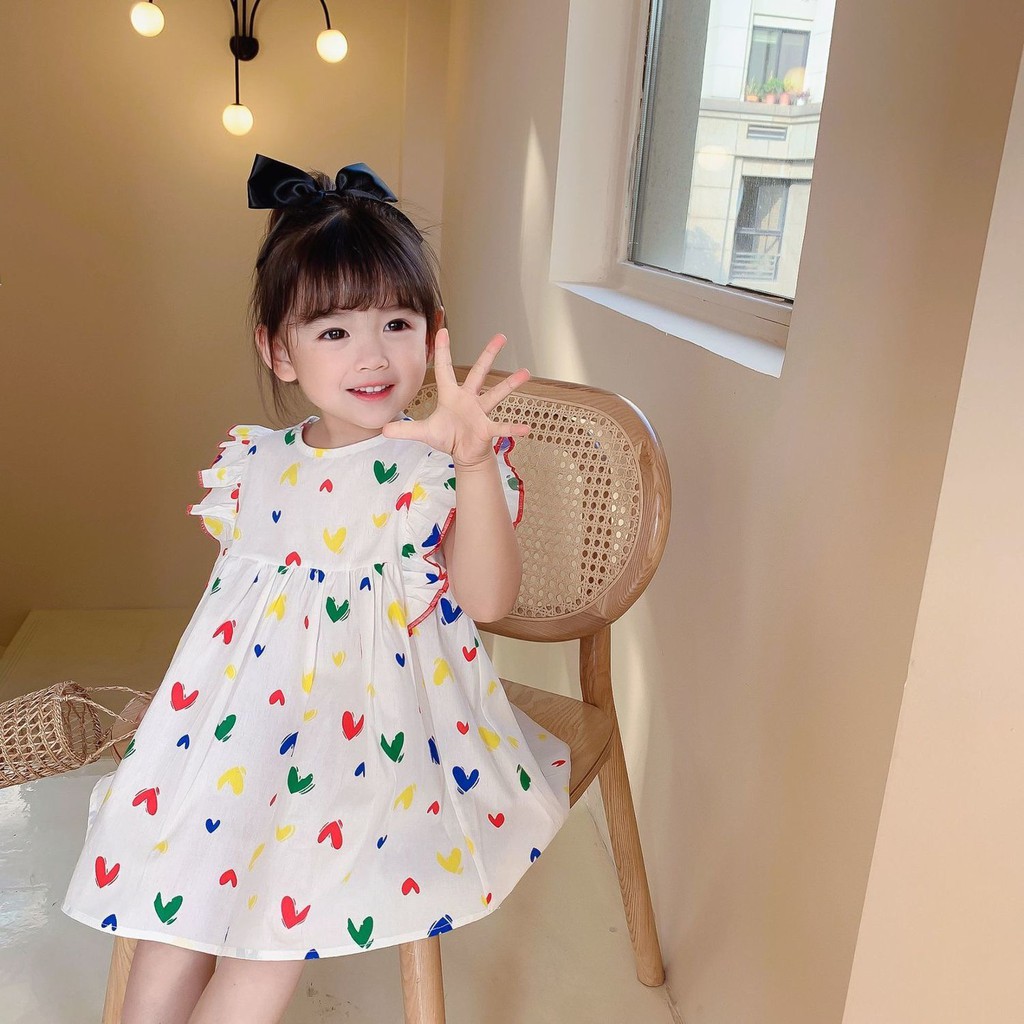 Đầm công chúa tay bèo thời trang cho bé gái