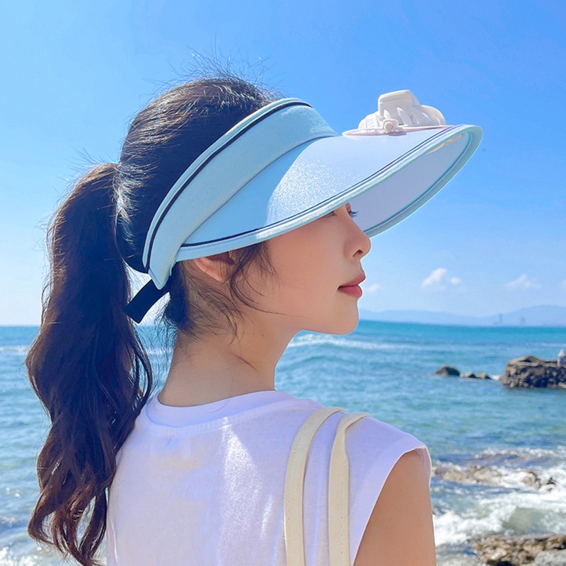 Mũ Chống Nắng Rỗng Chóp Điều Chỉnh Được Kèm Quạt Sạc USB Cho Hoạt Động Cắm Trại