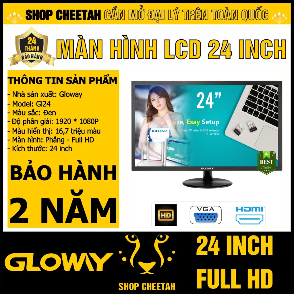 Màn hình LCD Gloway 24 inch - Full HD 1920 x 1080P - Chính hãng – Bảo hành 24 tháng