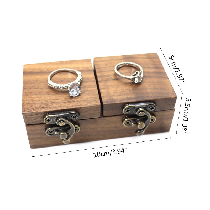 Hộp Đựng Nhẫn Bằng Gỗ Óc Chó Phối Nhung Mềm Mại Tiện Dụng