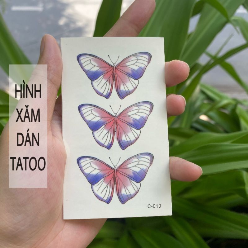 Hình xăm bướm butterfly c10. Xăm dán tatoo mini tạm thời, size &lt;10x6cm