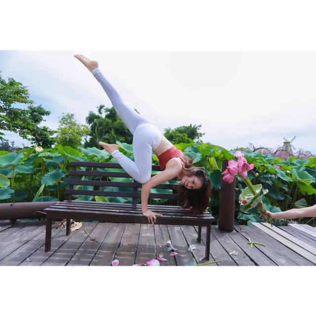 Quần thể thao, legging trơn màu trắng tập Yoga, Gym Yborn