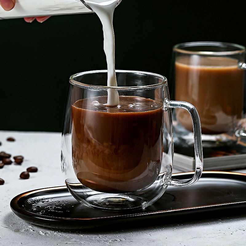 Cốc Thủy Tinh Uống Cà Phê / Sữa Hai Lớp Cao Cấp