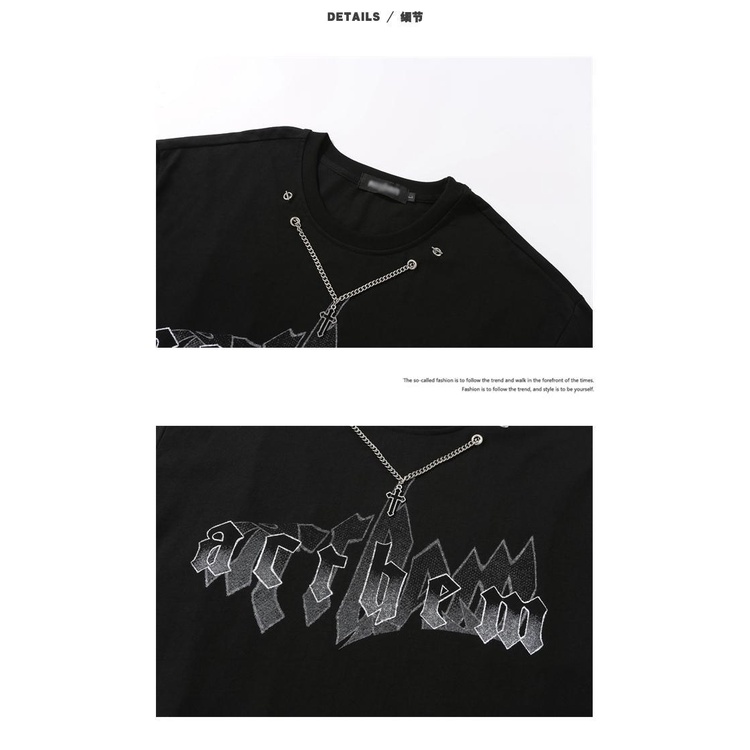 PEACEMARKET dark High Street vintage loose short-sleeved T-shirt men's and women's cross printed half-sleeved clothes eqfk