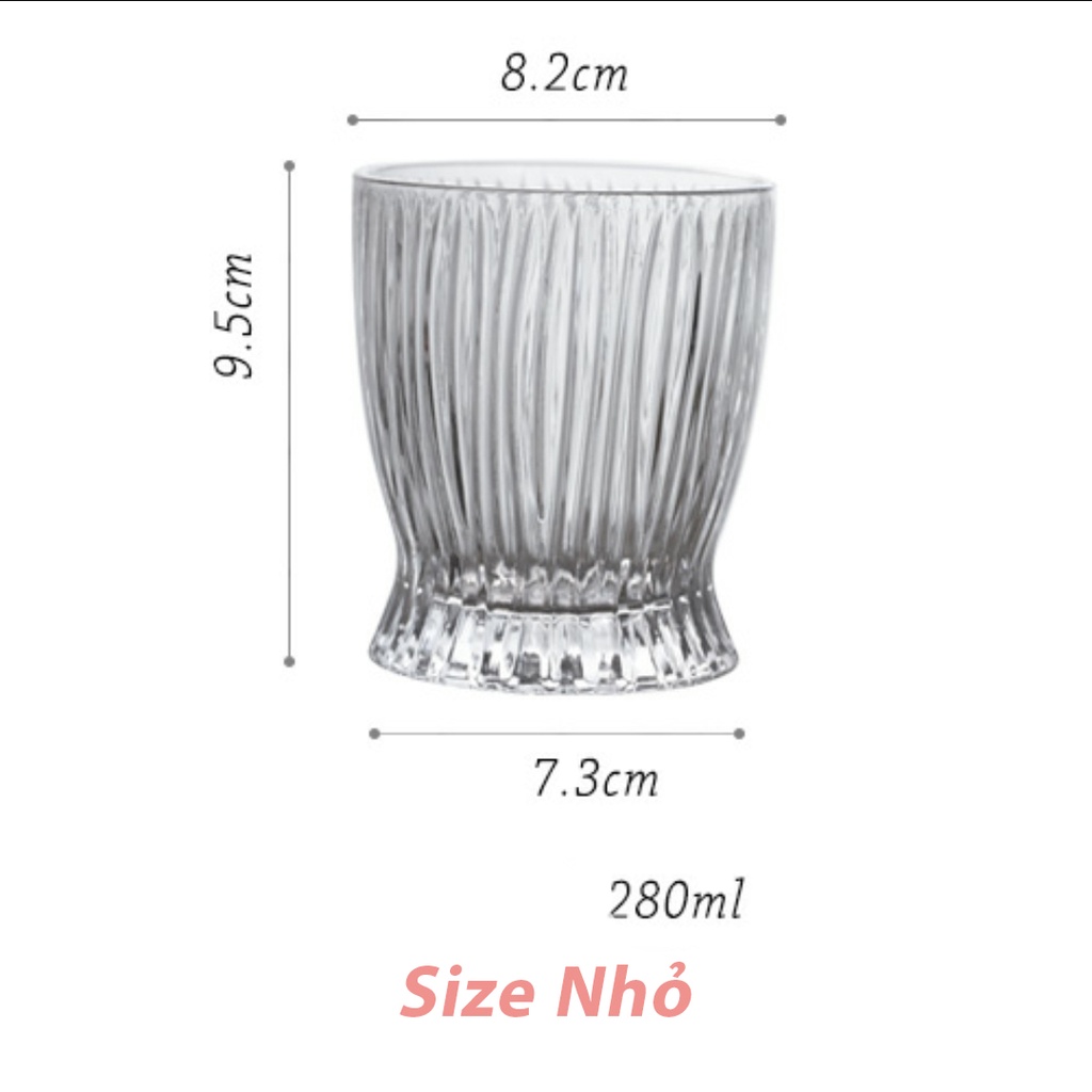 Ly, Cốc Thủy Tinh Uống Sọc Dọc Home Cafe Cup (K Có Ống Hút)