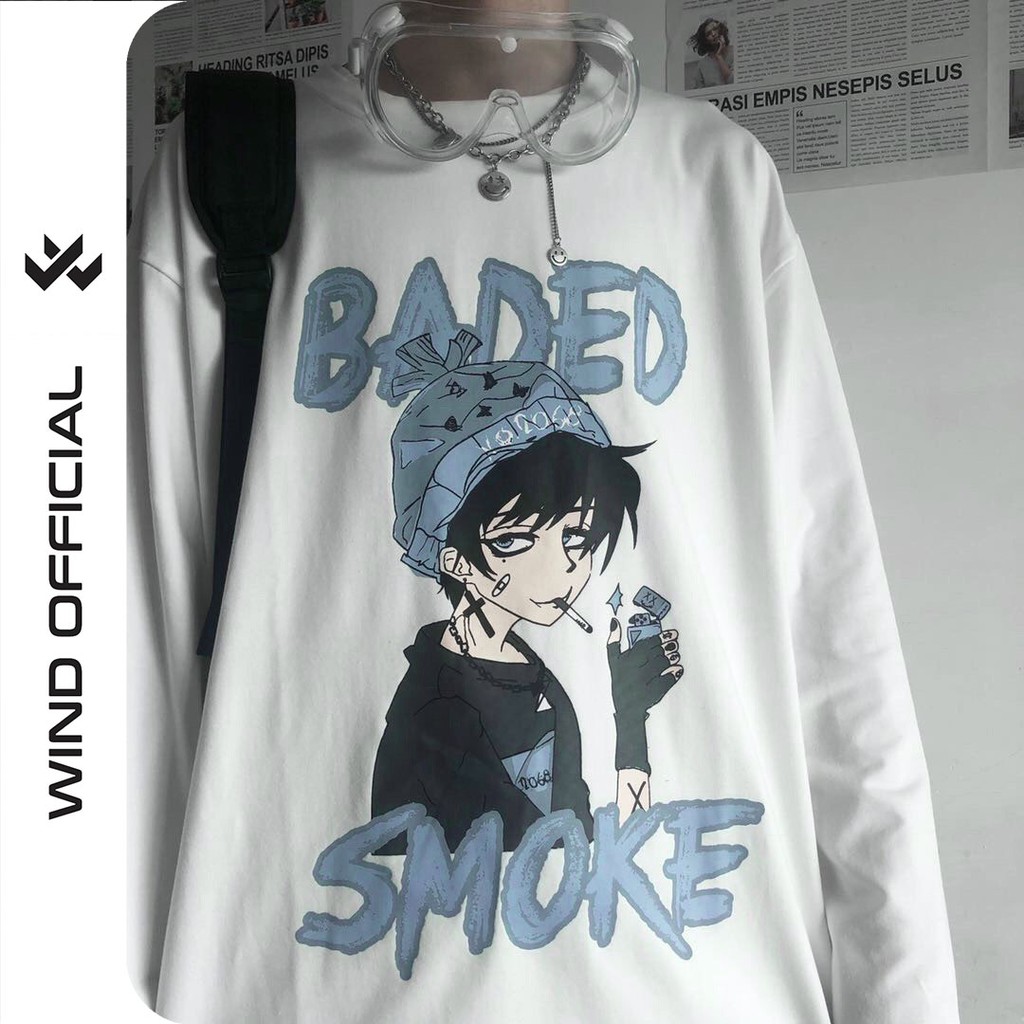 Áo thun tay dài WIND phông unisex form rộng SMOKE nam nữ sweater oversize ulzzang | BigBuy360 - bigbuy360.vn