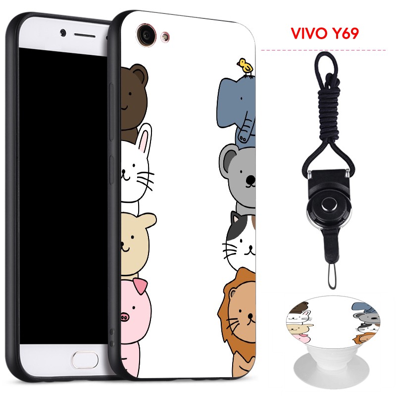 For VIVO Y69 Silica Gel Soft Phone Case With the Airbag Phone Bracket And String