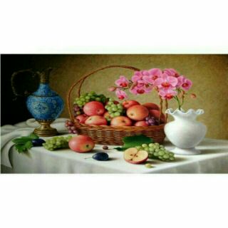 Tranh thêu HOA QUẢ TĨNH VẬT LV3032 kích thước :55×43cm.