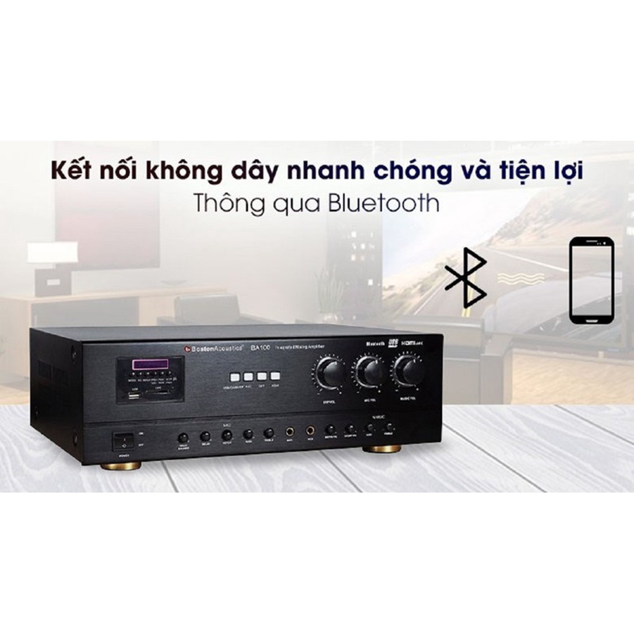 Ampli liền vang Boston Acoustics BA100 Công suất 100W/ 1 kênh, hàng nhập khẩu chính hãng USA, có optical, bluetooth