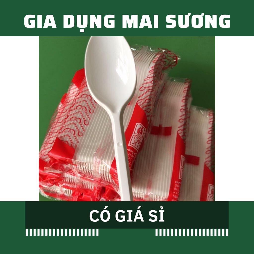 [Giá Sỉ] 50 Thìa Muỗng Nhựa Cứng Dùng 1 lần Loại Đẹp UKP