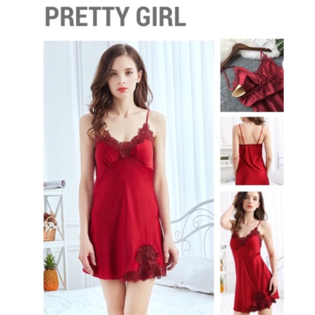Sx358 váy ngủ lụa satin hàng cao cấp( có mút ngực) - đầm ngủ -KELLYWANG | BigBuy360 - bigbuy360.vn